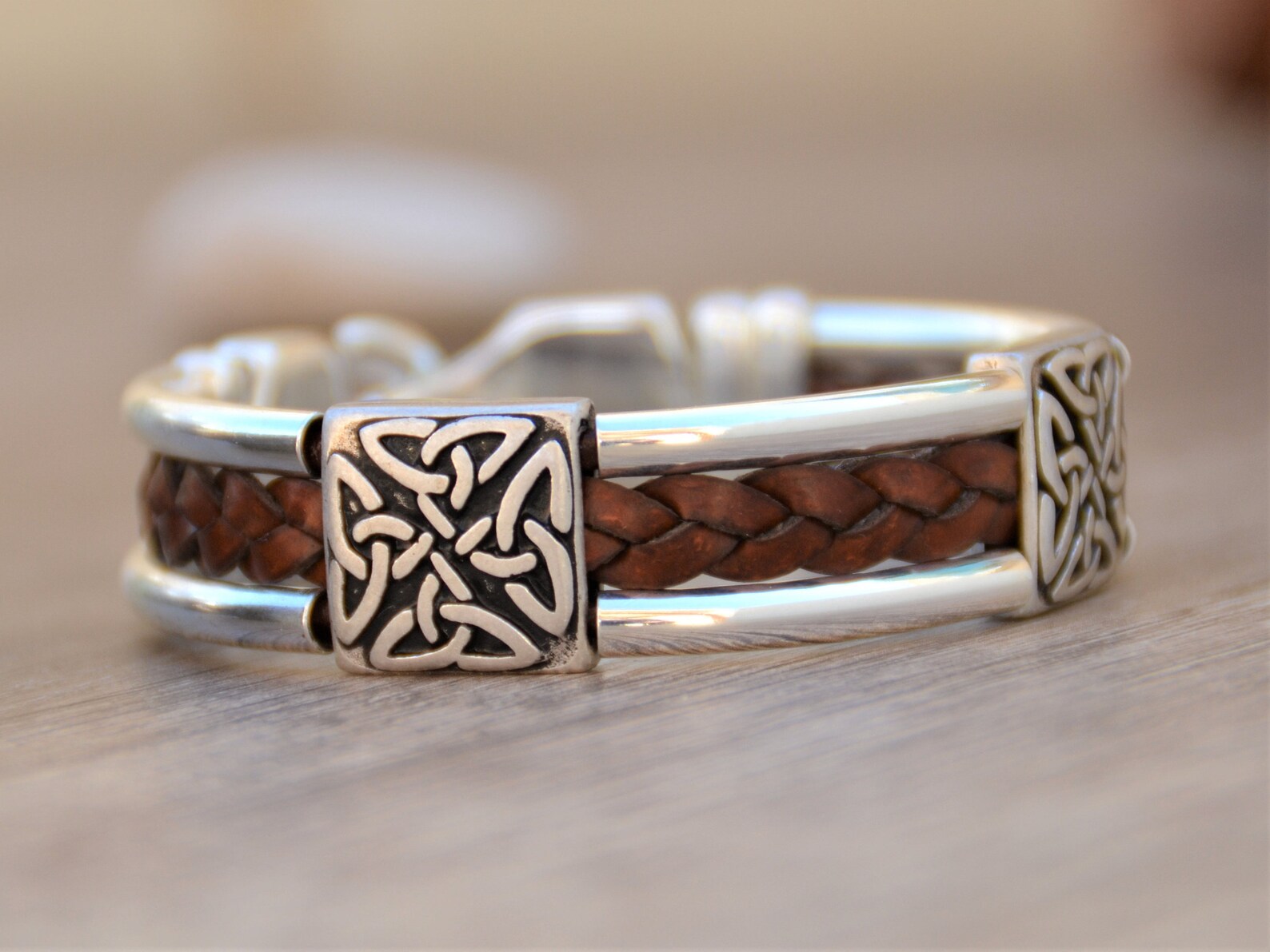 Mens Celtic Knot Bracelet Triquetra Bracelet Silver Etsy