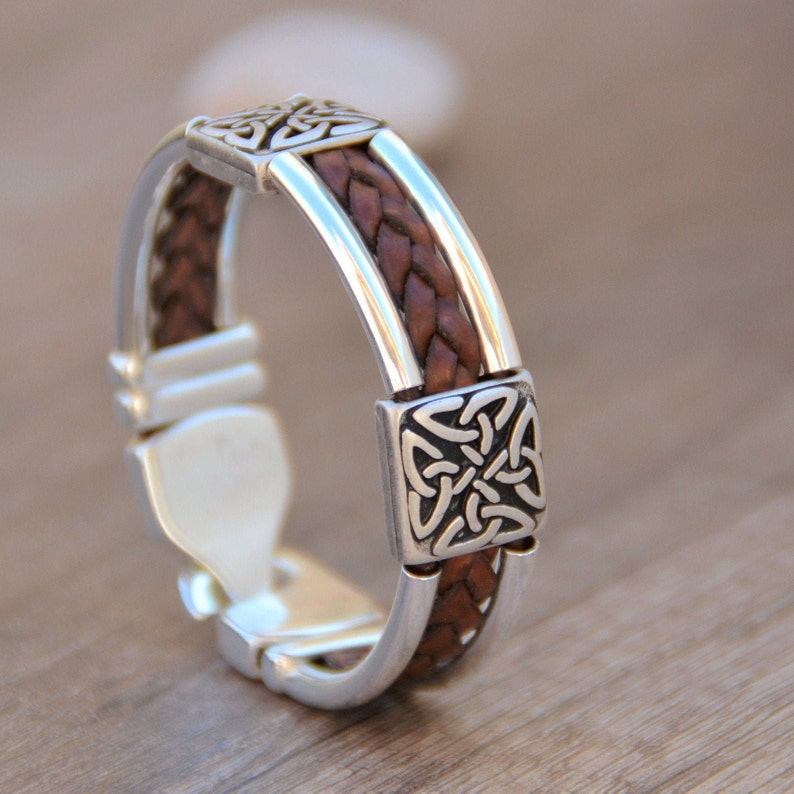 Mens Celtic Knot Bracelet Triquetra Bracelet Silver Etsy