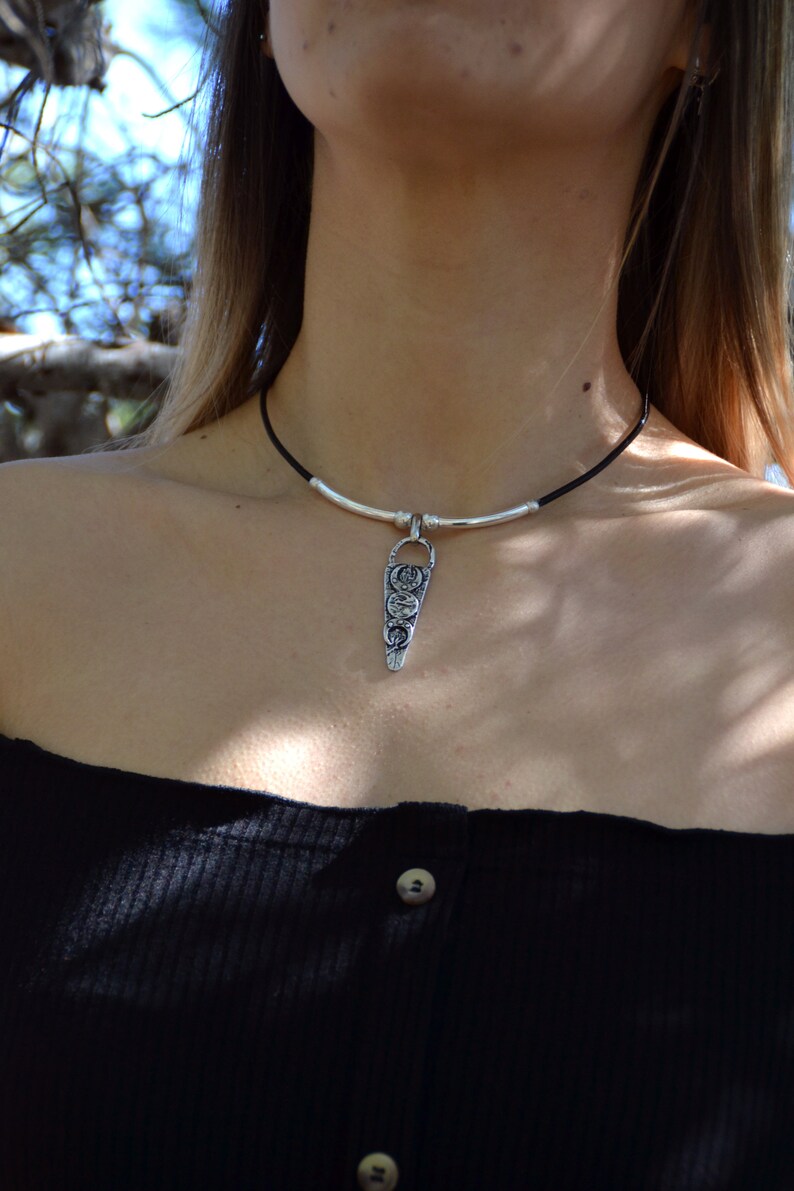silver Moon Necklace Moon Phase Necklace Moon Jewelry celestial jewelry Triple moon Necklace Wiccan Jewelry Moon Goddess pendant