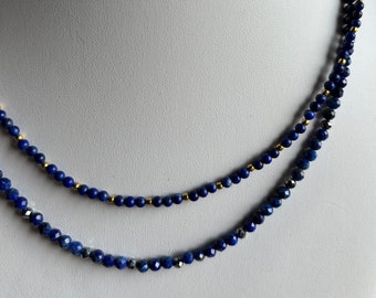 Gemstone necklaces lapis lazuli with silver or gold, narrow, magnetic clasp, healing stone, birthstone, unique, gift, handmade in Germany