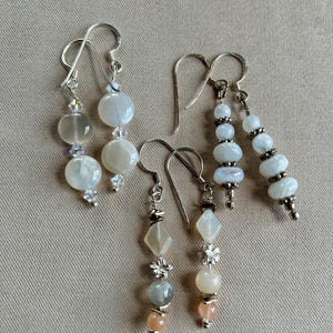 Gemstone earrings moonstone with silver, earrings various moonstone colors, healing stone, gift, handmade Hilla-Beads