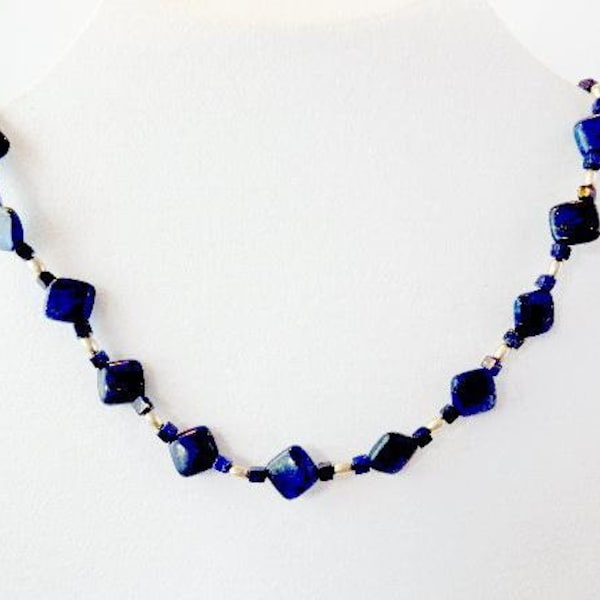 Ensemble de bijoux : bijoux en pierres précieuses, collier et bracelet en lapis-lazuli, pierre de guérison, pierre de naissance, unique, fête des mères, fabriqué à la main en Allemagne