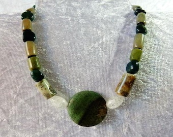 Gemstone jewelry, necklace made of forest green gemstones, unique gift, Mother's Day,