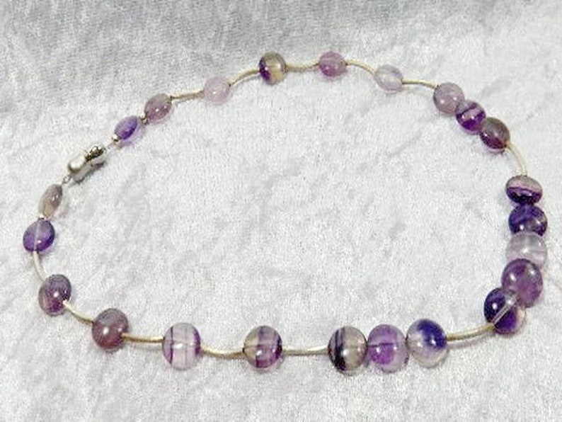 Gemstone jewelry, necklace fluorite violet/clear, unique, healing stone, spiritual stone, gift, Mother's Day, image 4