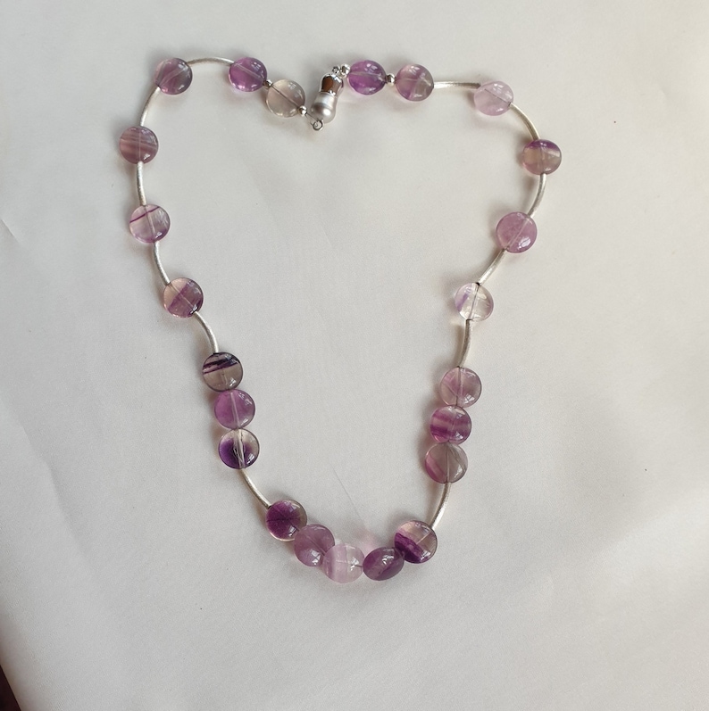 Gemstone jewelry, necklace fluorite violet/clear, unique, healing stone, spiritual stone, gift, Mother's Day, image 6