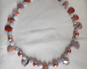 Gemstone necklace made of mystic chalcedony in freeform, healing stone, unique, gift, Mother's Day