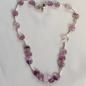 Gemstone jewelry, necklace fluorite violet/clear, unique, healing stone, spiritual stone, gift, Mother's Day, image 5