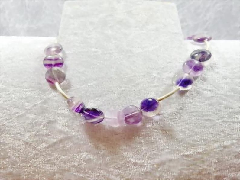 Gemstone jewelry, necklace fluorite violet/clear, unique, healing stone, spiritual stone, gift, Mother's Day, image 2