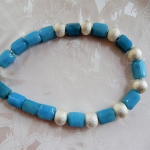 Statement necklace aquamarine cuboid with silver, healing stone, birthday stone Gemini, Libra, Aquarius, Pisces, unique, gift,