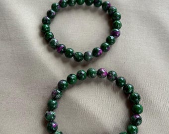Precious gemstone bracelet made of ruby-zoisite, unique, gift for girlfriend, Valentine&#39;s Day going out handmade in Germany