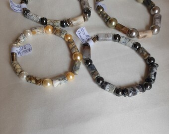 Gemstone bracelets moss agate colored spacer beads 18 cm length magnet healing stone unique gift Hilla-Beads