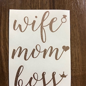 Wife mom boss car decal, Van decal, Vinyl decal, Mom life decal, Window sticker