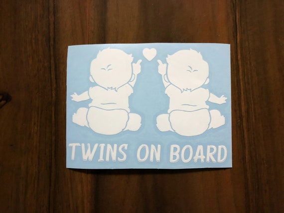 Autocollant "Bébés Jumeaux à Bord" - Sticker Vinyle Gris Foncé Vintage 14 Cm, Pour Vitre Ou Carrosserie Voiture - 11