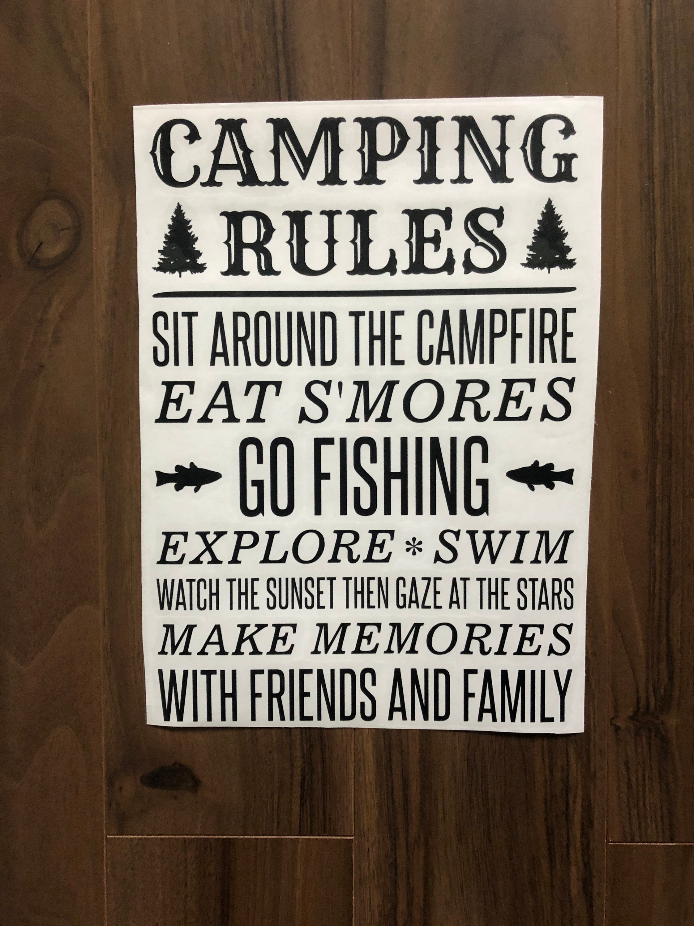 Camping Rules Decal Camper Decor RV Decal Vinyl Decal Diy Etsy Canada