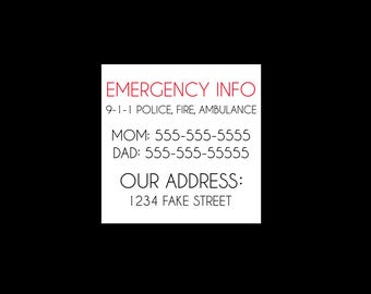 Emergency Information Magnet | Perfect For Babysitters, Nannies or Caregivers | Personalized for Child Safety