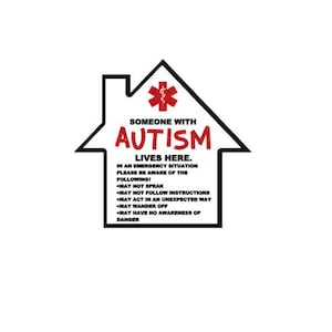 Säkerhetsdekal för autism | Fönsterdekal för hemmet för akuta insatser | Autistisk eller icke-verbal person | Barnmedvetenhet