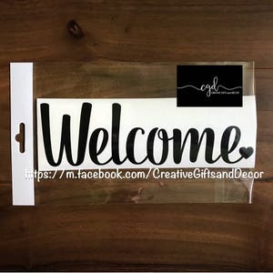 Welcome door decal, greeting decal, home decor, sign decal, front door decal