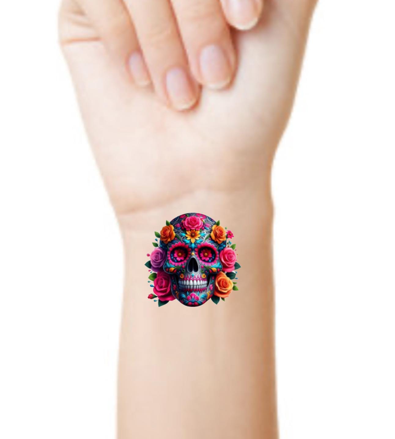 Sugar Skull Temporary Tattoo Set | Day of the Dead Tattoo | Die De Los ...