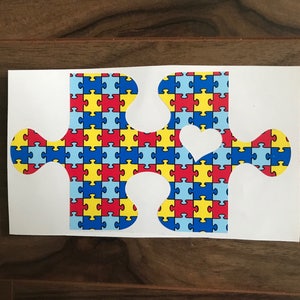 Autism Awareness Puzzle Piece Heart Vinyl Car Decal