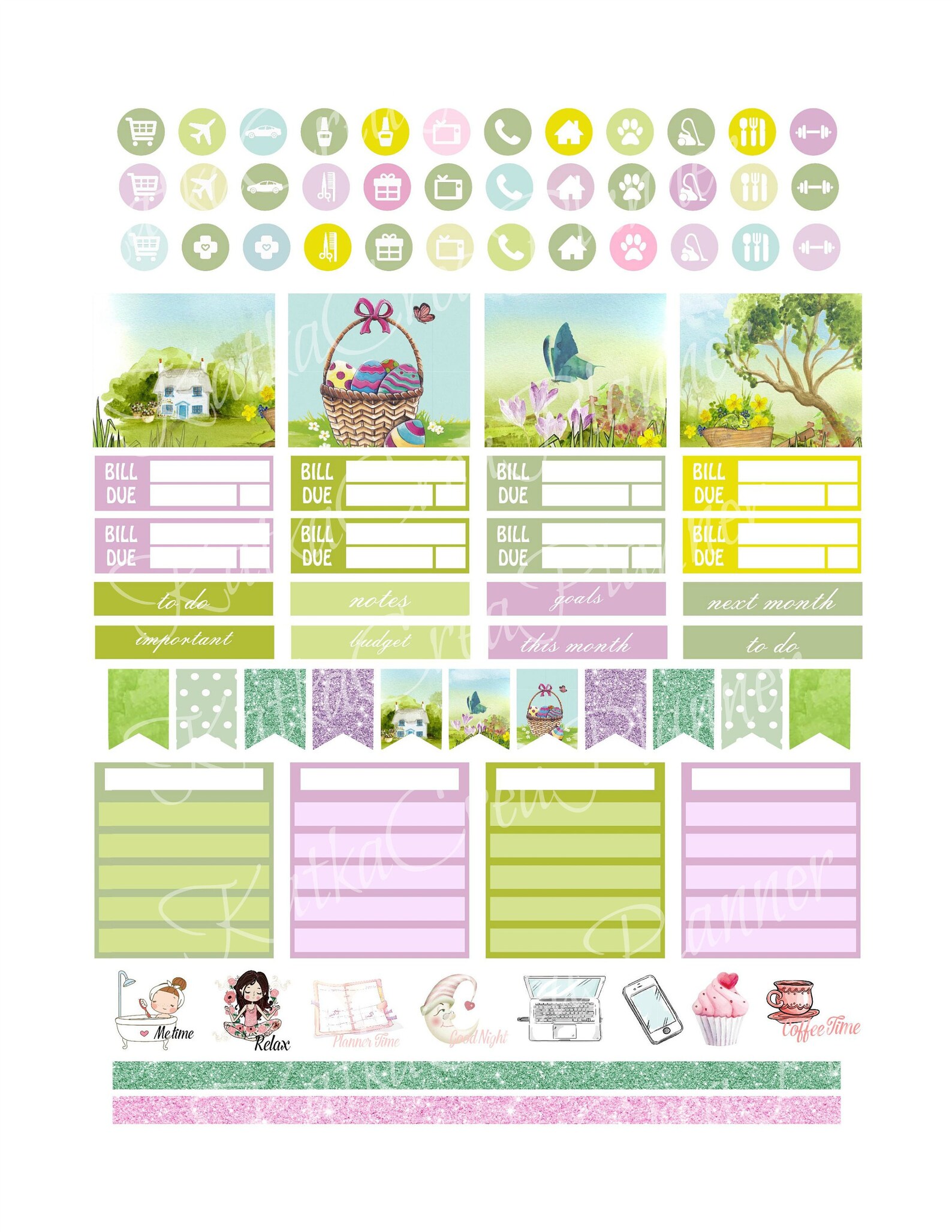 April Planner Stickers: Spring Garden Theme, Erin Condren (digital ...