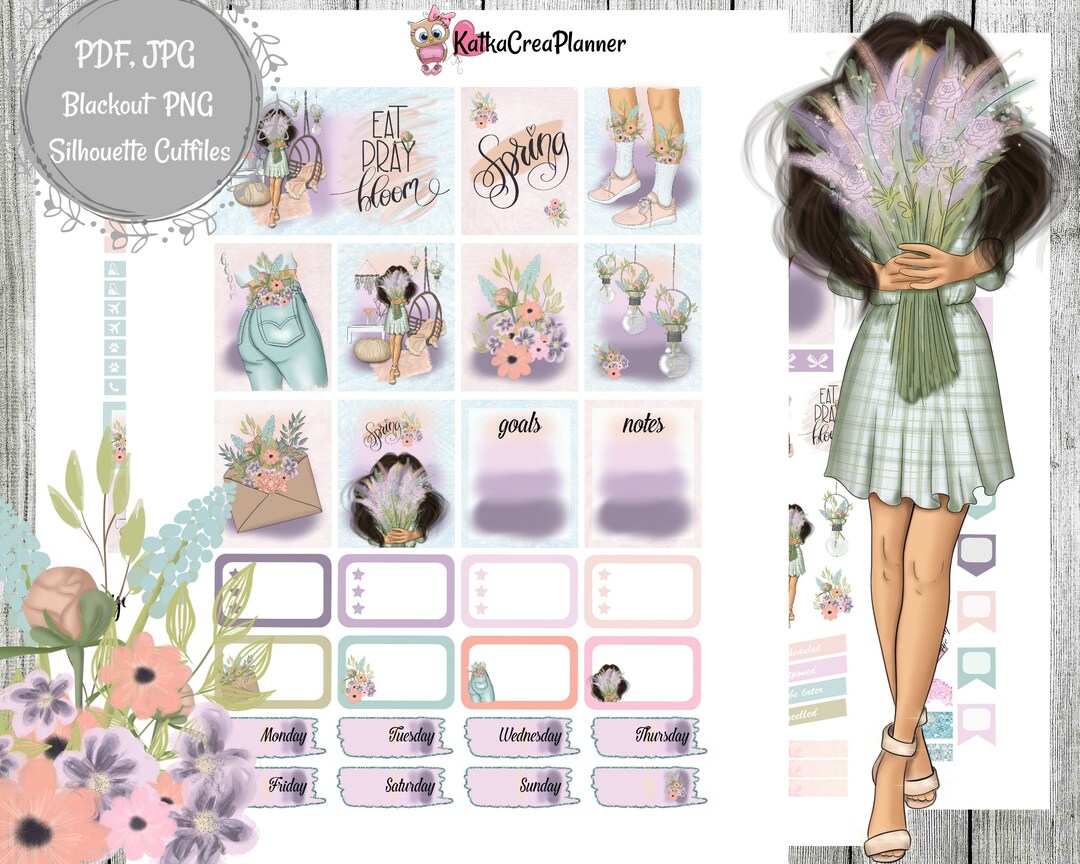 Bloom Printable Planner Stickers for Erin Condren Planner/spring Weekly ...