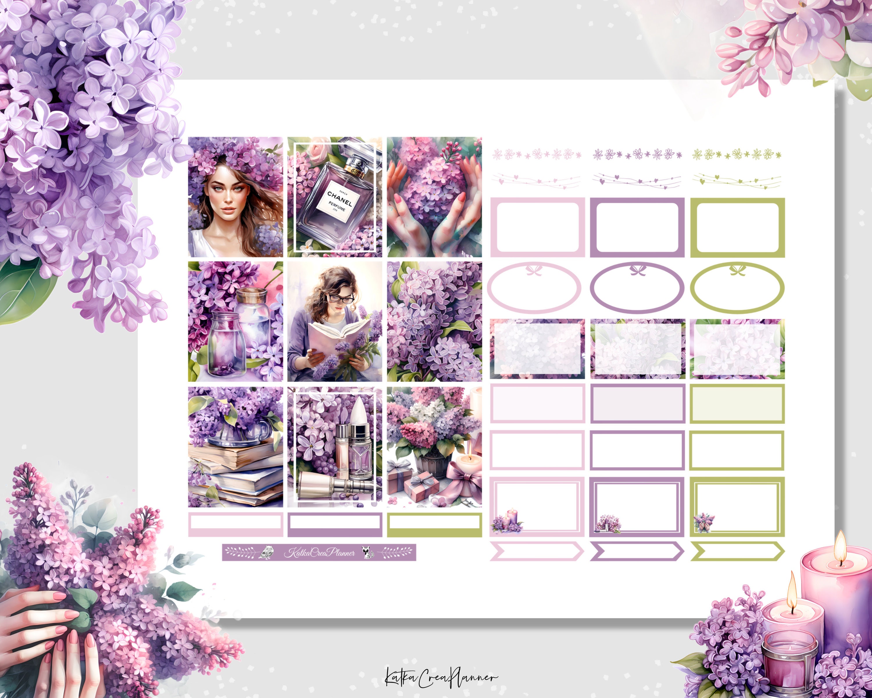 Lilac Floral Weekly Planner Stickers: Erin Condren Compatible (digital ...