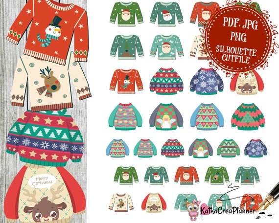 Christmas Planner Stickers: Ugly Sweater Designs (Digital Stickers)