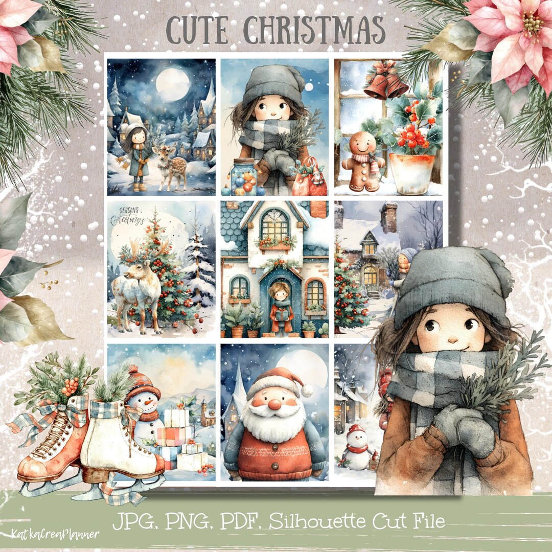 CUTE CHRISTMAS Weekly Printable Planner Stickers, Watercolor Fairy Tale ...
