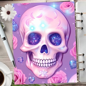 Couverture de planificateur imprimable de crâne d’HALLOWEEN pastel/diviseur de planificateur d’automne/insert de planificateur mystique/carte de vœux d’automne/art mural d’automne à l’aquarelle