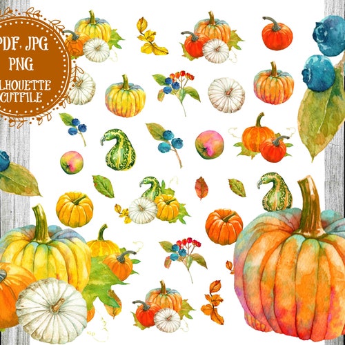 Pumpkin Watercolor Printable Planner Stickers Filofax Happy - Etsy