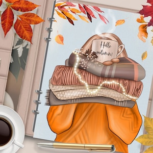 FALL Planner Girl Blonde Hair Couverture de planificateur imprimable/Diviseur de planificateur d’automne/Insert de planificateur/Carte de vœux d’automne/Aquarelle Art mural d’automne