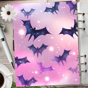 Couverture de planificateur imprimable de chauves-souris d’Halloween pastel/diviseur de planificateur d’automne/insert de planificateur mystique/carte de vœux d’automne/art mural d’automne à l’aquarelle