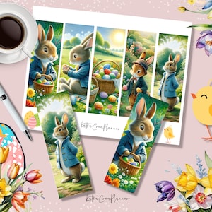 Marcador imprimível de PÁSCOA/marcadores em aquarela/marcador digital/presente para amantes de livros/folhas de colagem floral digital de coelhinho da Páscoa/cartão de presente