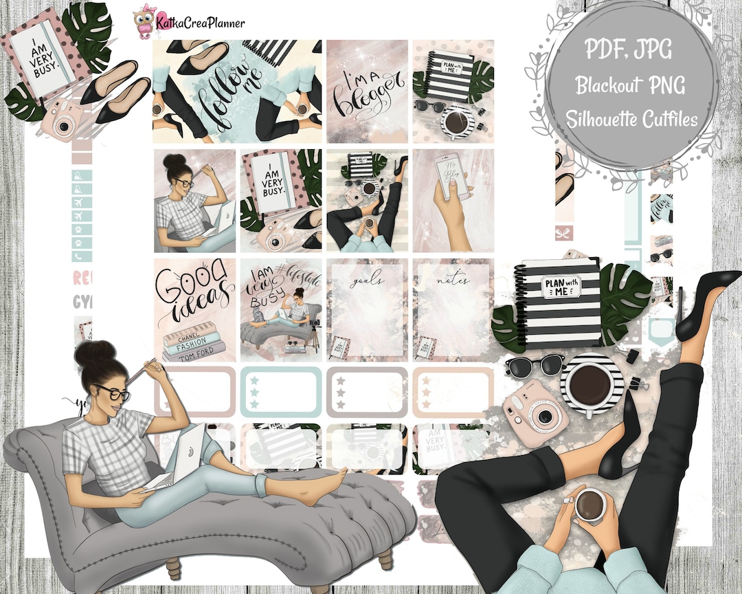 Blogger Printable Planner Stickers: Erin Condren, Travelers Notebook ...