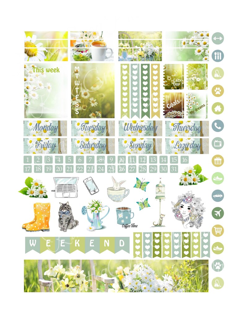 Daisy Planner Stickers Planner Stickers for Erin Condren image 4