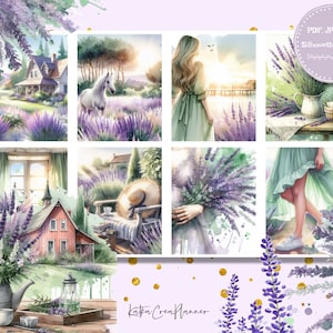 LAVENDEL Druckbare Wochenplaner Aufkleber für vertikalen Planer/Blumen Aquarell Planer Aufkleber/Erin Condren Frühling Sommer Sticker Kit