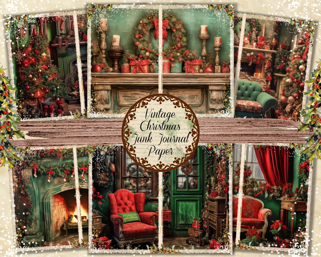 Vintage Christmas Junk Journal Pages: Winter Holiday Collage (digital ...