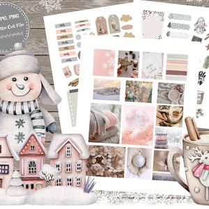 HELLO WINTER Planner Stickers/Printable Bullet Journal & Planner Kit/Collage Sheet/Bujo Stickers/Christmas Scrapbook Stickers/TN Stickers