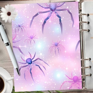 Couverture de planificateur imprimable pastel HALLOWEEN Spider/diviseur de planificateur d’automne/insert de planificateur mystique/carte de vœux d’automne/art mural d’automne à l’aquarelle