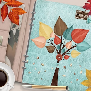 Couverture imprimable de planificateur d’album d’arbre d’automne/diviseur de planificateur de nature d’automne/insert de planificateur/carte de voeux d’automne/papier d’album d’automne