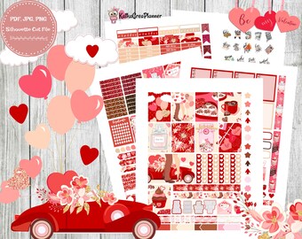Valentine's Day Planner Stickers: Erin Condren Vertical Kit (Digital Download)