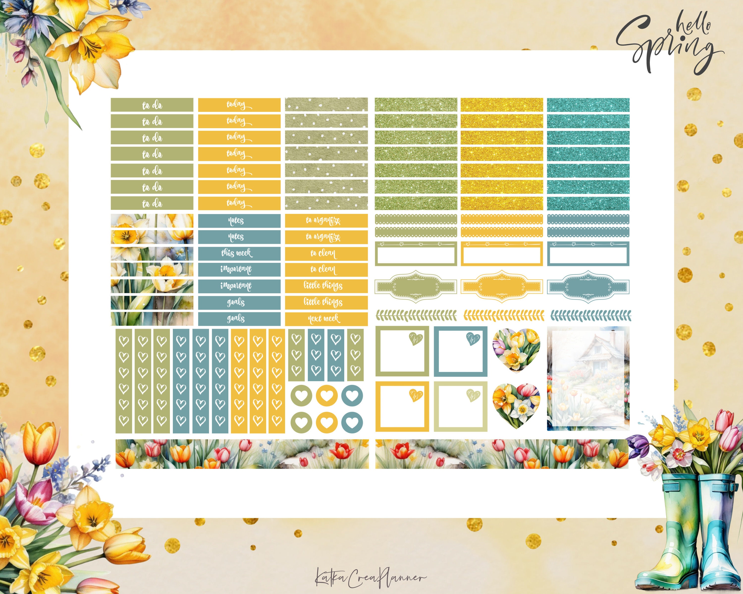 SPRING COTTAGE Printable Planner Stickers for Erin Condren Planner ...