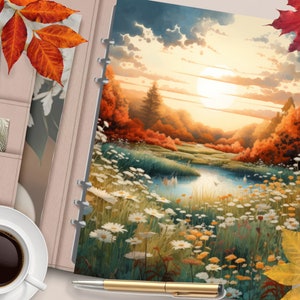 AUTUMN FIELD Couverture de planificateur imprimable/Diviseur de planificateur de paysage d’automne/Insertion de planificateur/Carte de vœux d’automne/Aquarelle Art mural d’automne