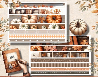 Printable Autumn Washi Tape Strips: Fall Junk Journal Ephemera (Digital Download)