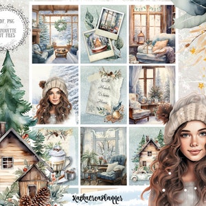 GEZELLIGE WINTER afdrukbare planner stickers voor erin Condren planner/kerst aquarel wekelijkse planner sticker/gesneden bestanden/december wekelijkse kit