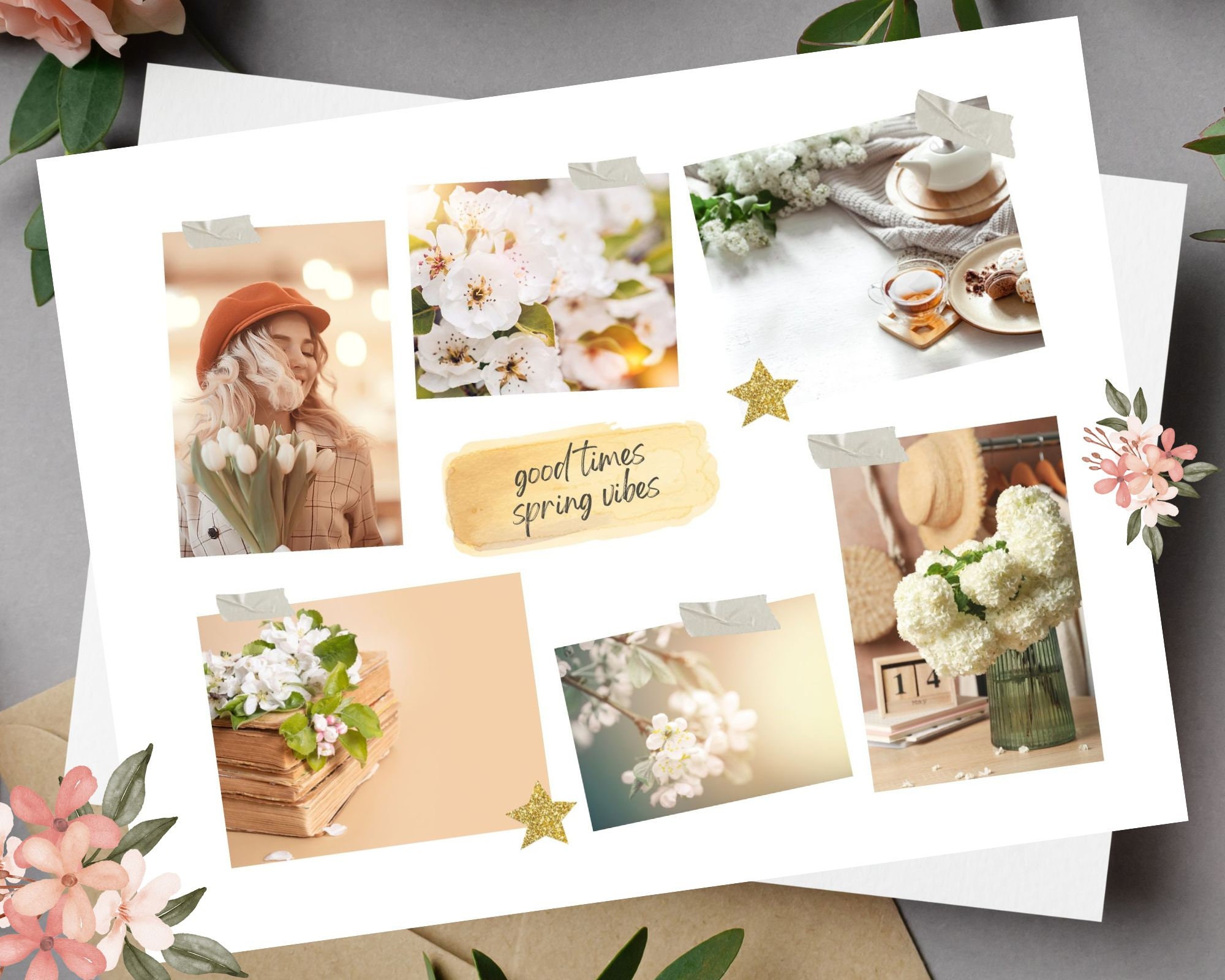 SPRING VIBES Printable Bullet Journal Planner Kit/mood Board Photo ...