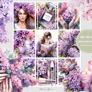Lila druckbare Wochenplaner Aufkleber für vertikalen Planer/Blumen Aquarell Planer Aufkleber/Erin Condren Frühling Sommer Sticker Kit