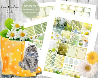 Daisy Erin Condren 2021 Vertical Planner Stickers (Printable/Silhouette)