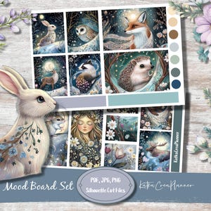 Adesivi stampabili per planner MoodBoard ad acquerello MAGICAL FOREST/Adesivi per bullet journal Boho/Adesivi per planner verticali/Kit adesivi decorativi