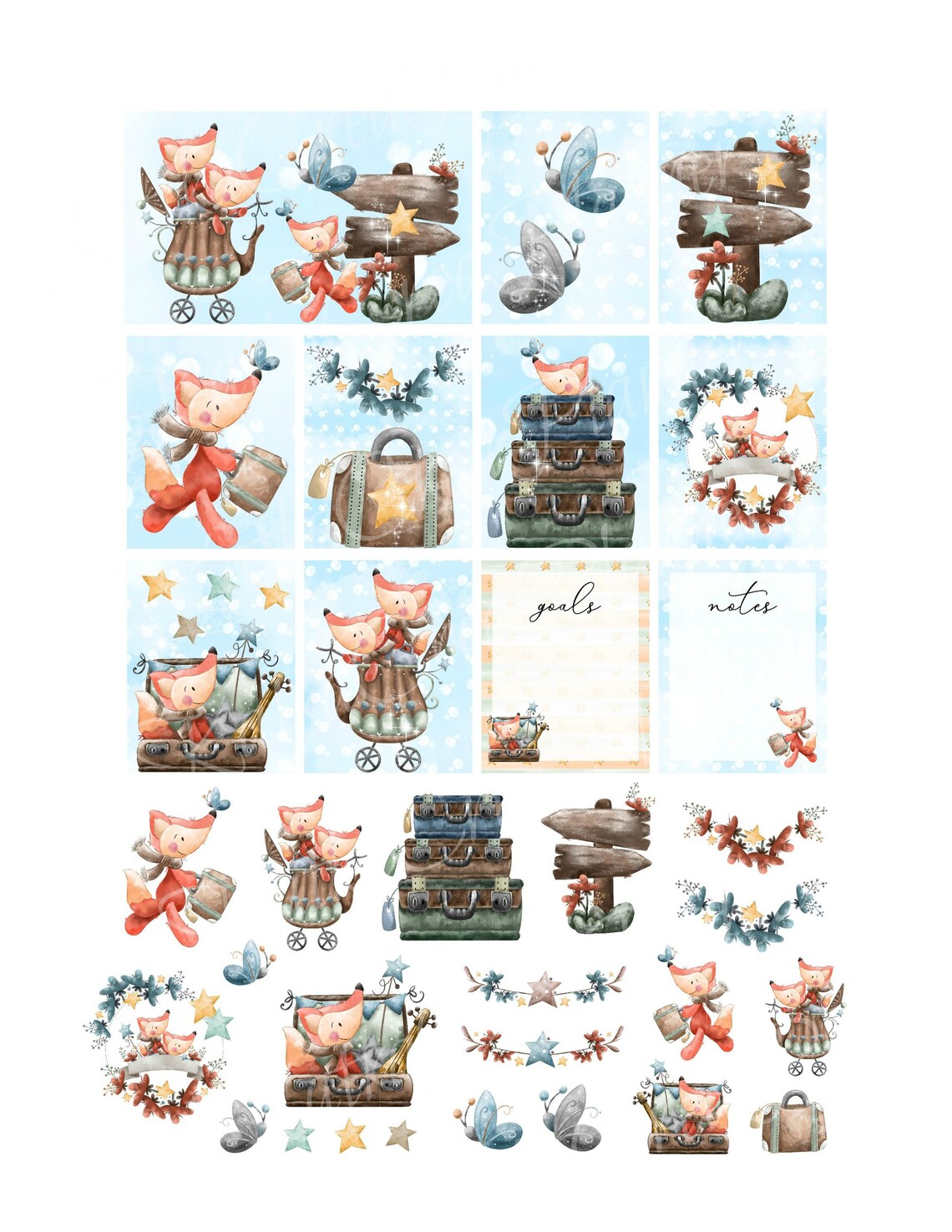 FOX ADVENTURE Printable Planner Stickers for Erin Condren | Etsy